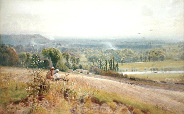 منظر من Hedsor Hill على نهر التايمز ، بالقرب من Cookham (ألوان مائية على ورق) بواسطة جون بيددر