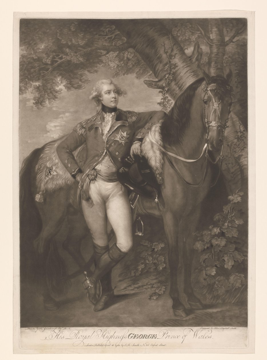 Portret van George IV als prins van Wales صاحب السمو الملكي جورج أمير ويلز (العنوان على الكائن) بواسطة جون رافائيل سميث
