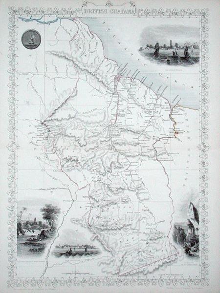 غيانا البريطانية ، من سلسلة خرائط العالم نشرها جون تاليس وشركاه ، نيويورك ولندن بواسطة جون رابكين