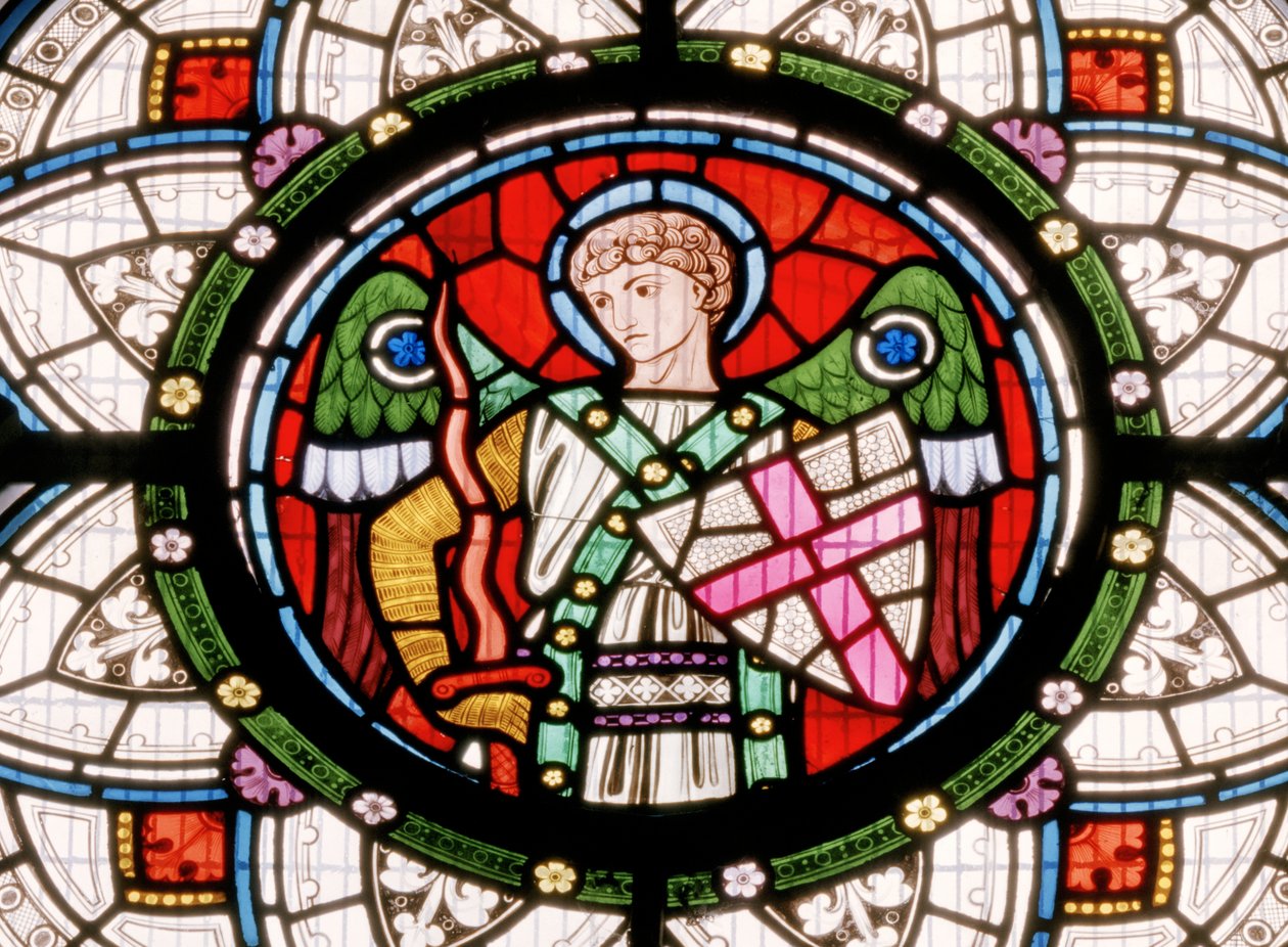 Denstone ، Clayton & Bell ، John Richard Clayton (1827-1913) ، Angel with shield ، c.1861 بواسطة جون ريتشارد كلايتون