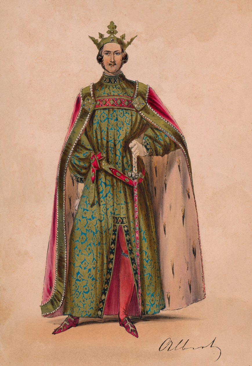 الأمير ألبرت في زي الملك بلانتاجينت إدوارد الثالث لبال كوستوميه ، 12 مايو 1842 ، 1843. بواسطة جون ريتشارد كوك سميث