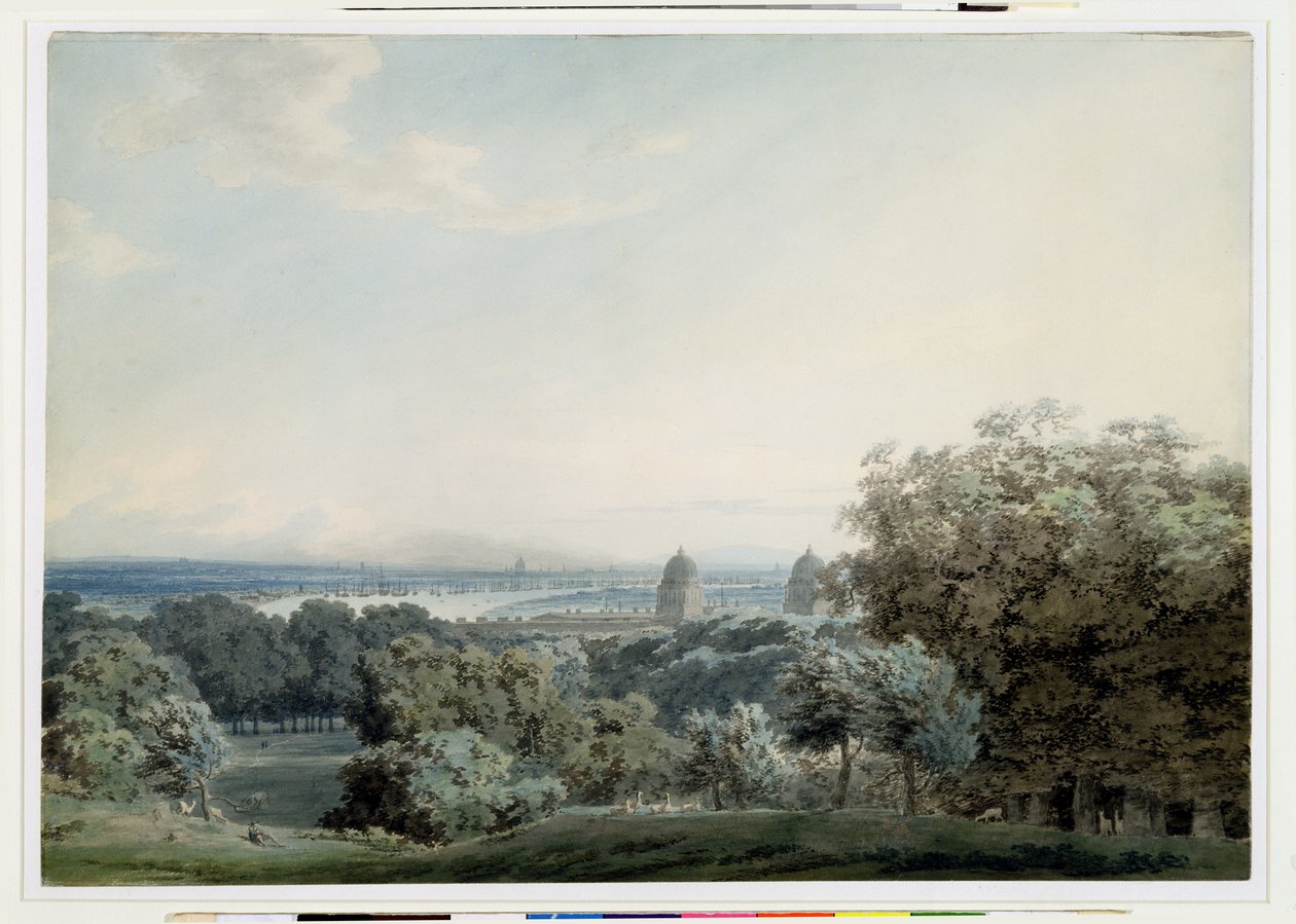 لندن من Greenwich Hill ، c.1791 (مرحاض ، حبر أسود وغسل فوق الجرافيت على ورق منسوج) بواسطة جون روبرت Cozens