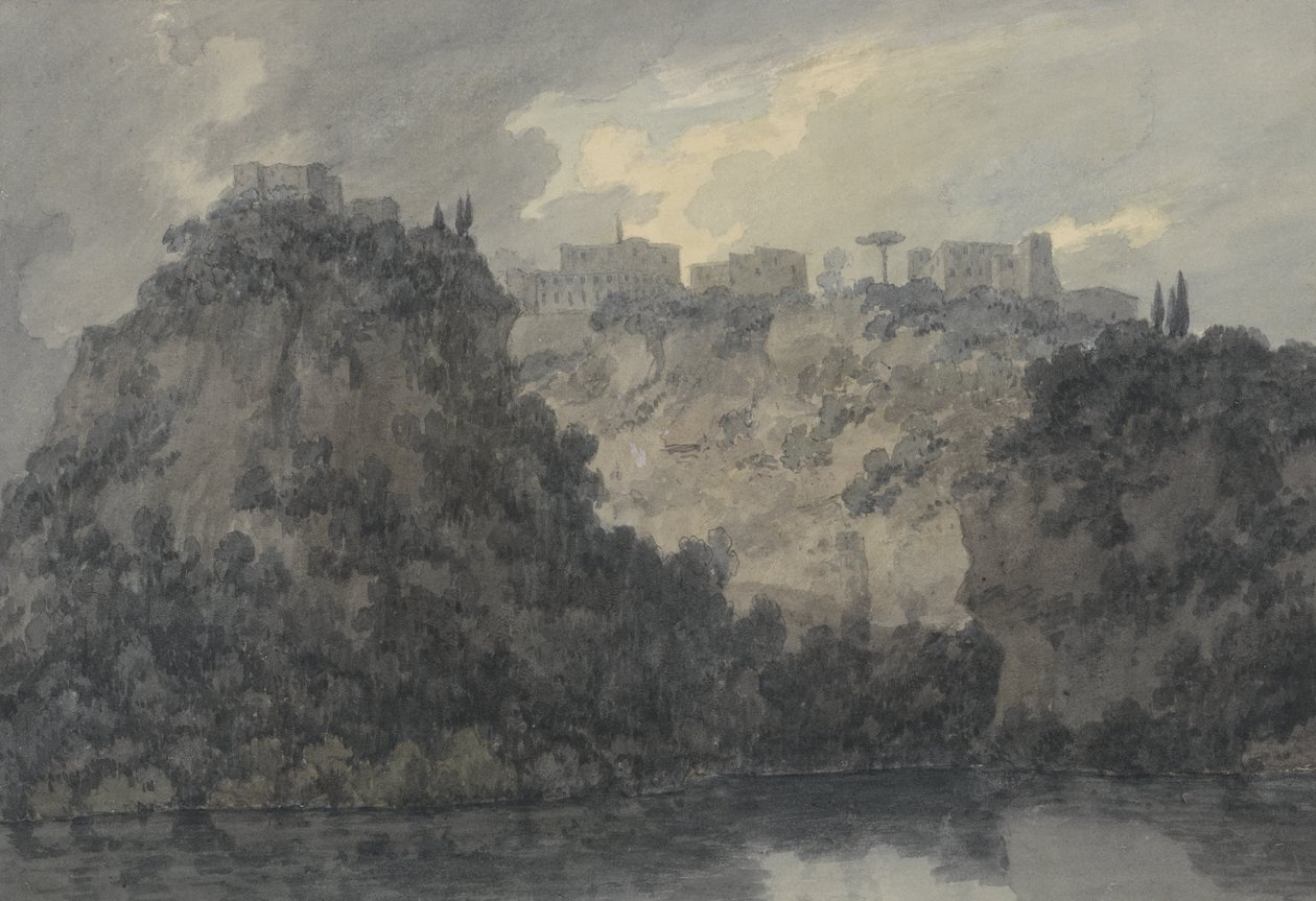 على بحيرة Nemi ، حوالي 1780-83 (جرافيت و - ج على ورق) بواسطة جون روبرت Cozens