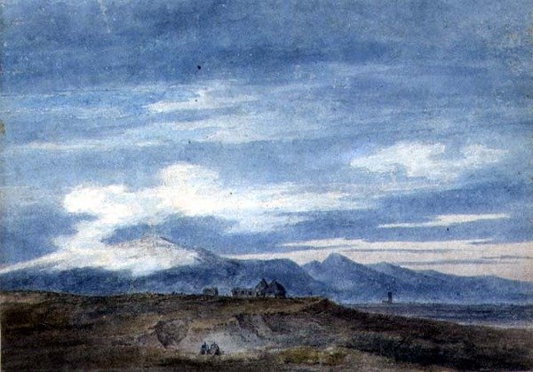 كوخ الراعي على حدود الأهوار ، بين Valetri و Terracina (ألوان مائية على الورق) بواسطة جون روبرت Cozens