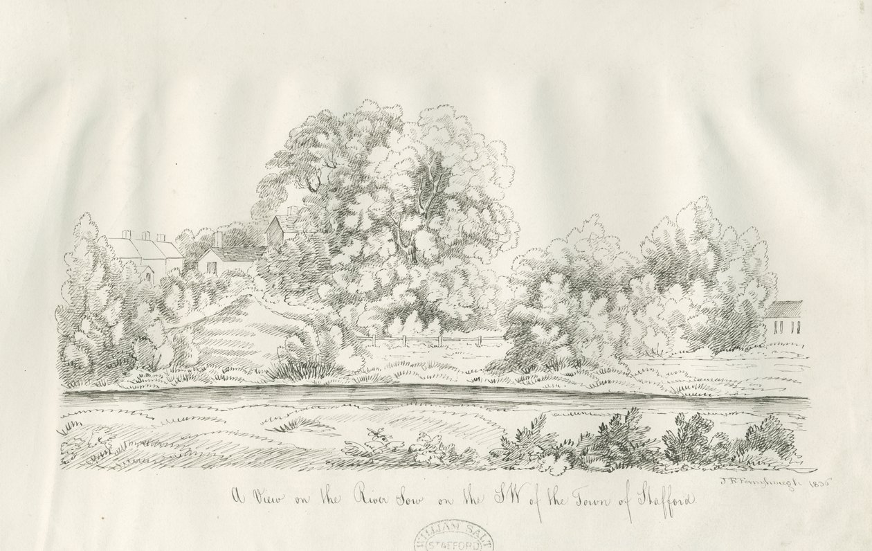 Stafford - River Sow: pen and ink drawing بواسطة جون روبرت Fernyhough