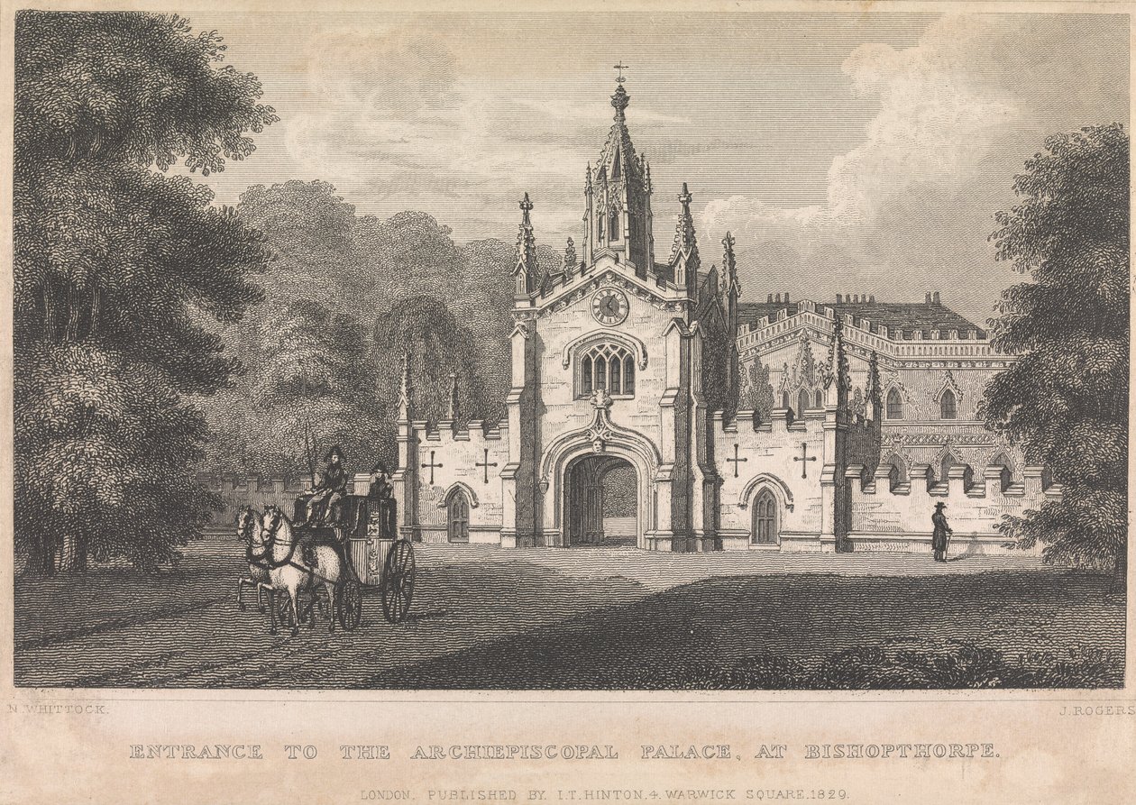 مدخل قصر Archiepiscopal ، في Bishopthorpe (نشره I.T. Hinton) ؛ الصفحة 34 (المجلد الأول) بواسطة جون روجرز