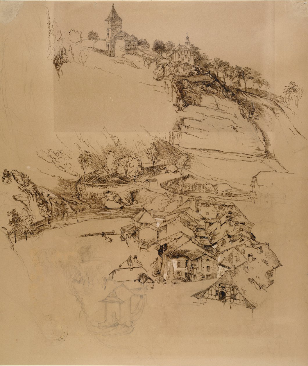 فريبورغ ، سويسرا: رسم بالقلم ، يوليو أو أغسطس - سبتمبر 1856 بواسطة جون روسكين