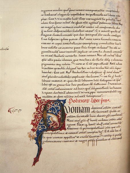 Ms.228، f.90v: صفحة من كتاب "الأخلاق والسياسة النيقوماخية" لأرسطو بواسطة جون راسل
