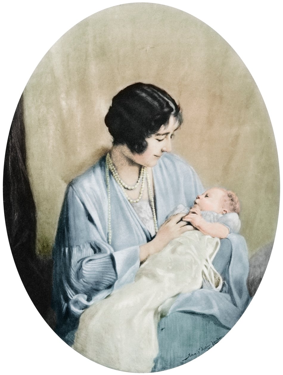 الملكة اليزابيث مع الأميرة اليزابيث في عام 1926 ، 1937. بواسطة جون سانت هيلير لاندير