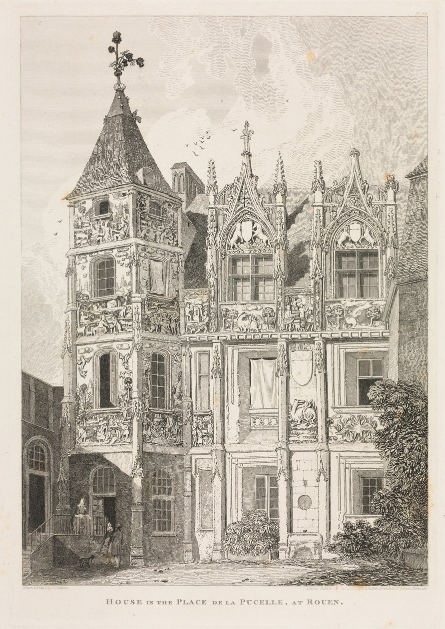 الآثار المعمارية لنورماندي المجلد. الثاني ، رر. 64: منزل في Place de la Pucelle ، في روان ، بواسطة جون سيل كوتمان