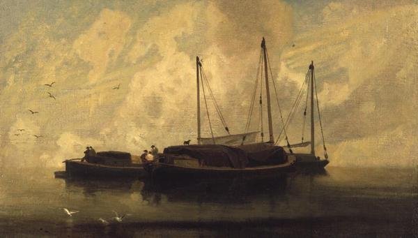 القوارب في Anchor on Breydon Water ، حوالي 1810 (زيت على قماش) بواسطة جون سيل كوتمان