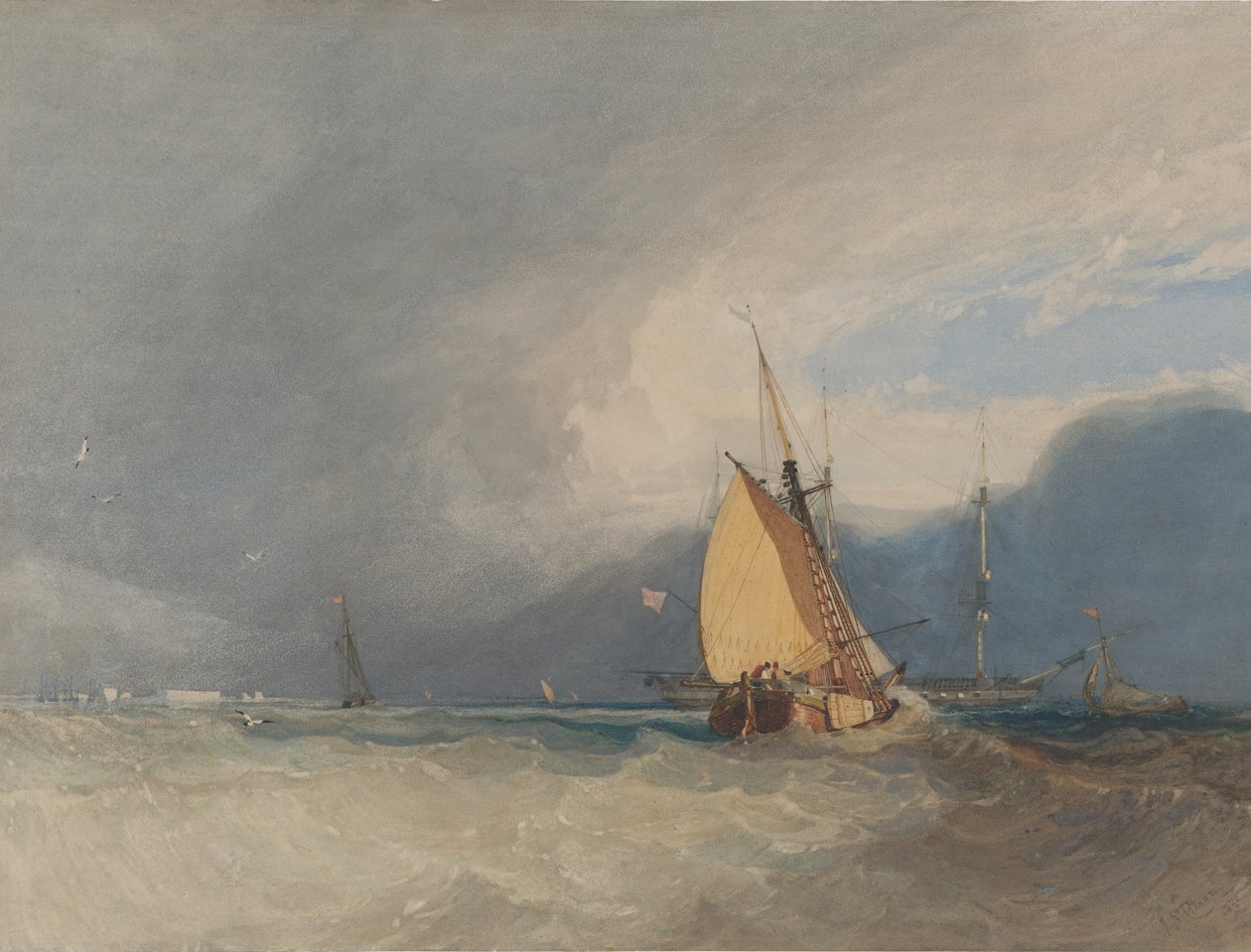 قوارب قبالة الساحل ، Storm Approaching ، 1830. بواسطة جون سيل كوتمان