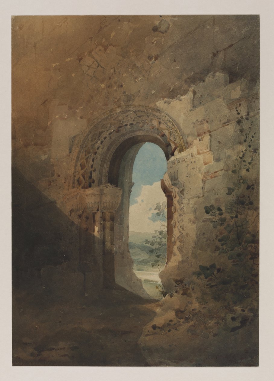 المدخل إلى قاعة الطعام ، كيركهام بريوري ، يوركشاير ، 1804 (مرحاض فوق قلم رصاص) بواسطة جون سيل كوتمان