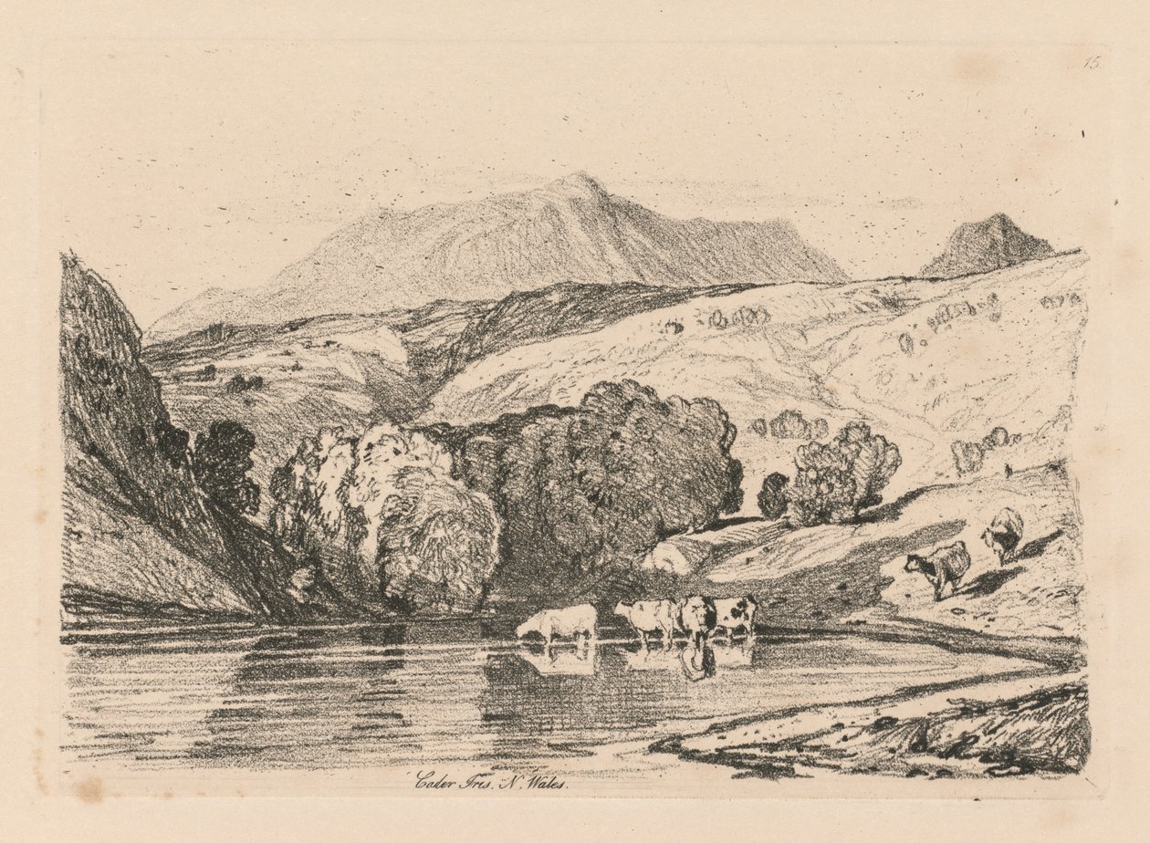 دراسات مجانية اللوحة 15 هي السقوط ، قزحية ، شمال ويلز ، 1838. بواسطة جون سيل كوتمان