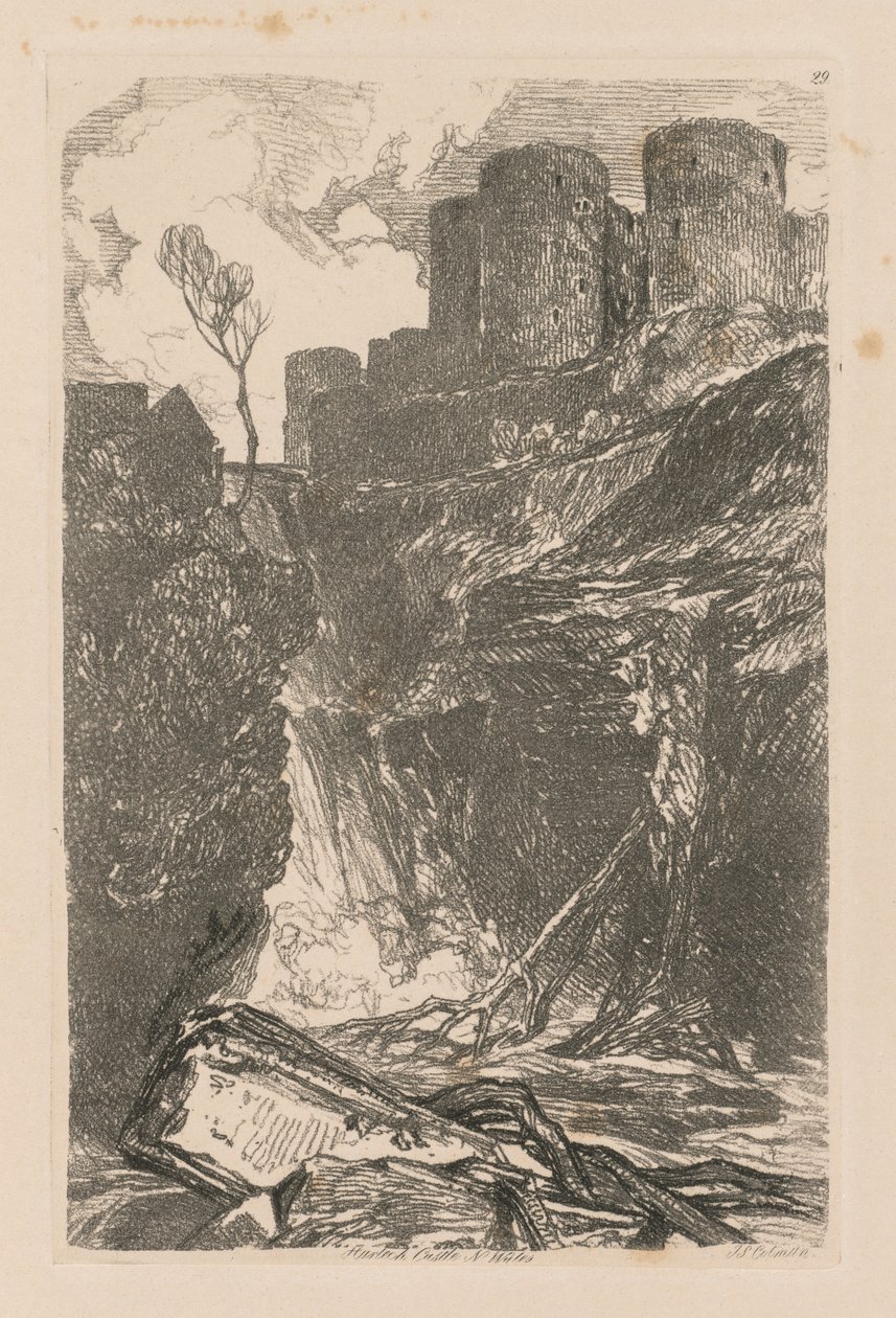 دراسات مجانية لوحة 29 ، قلعة Harlech ، شمال ويلز ، 1838. بواسطة جون سيل كوتمان