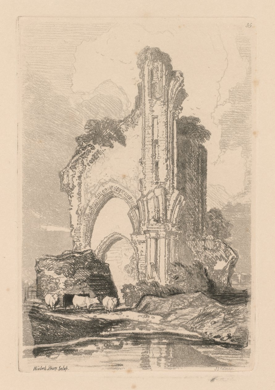 Liber Studiorum: اللوحة 35 ، Wenlock Priory ، Salop بواسطة جون سيل كوتمان