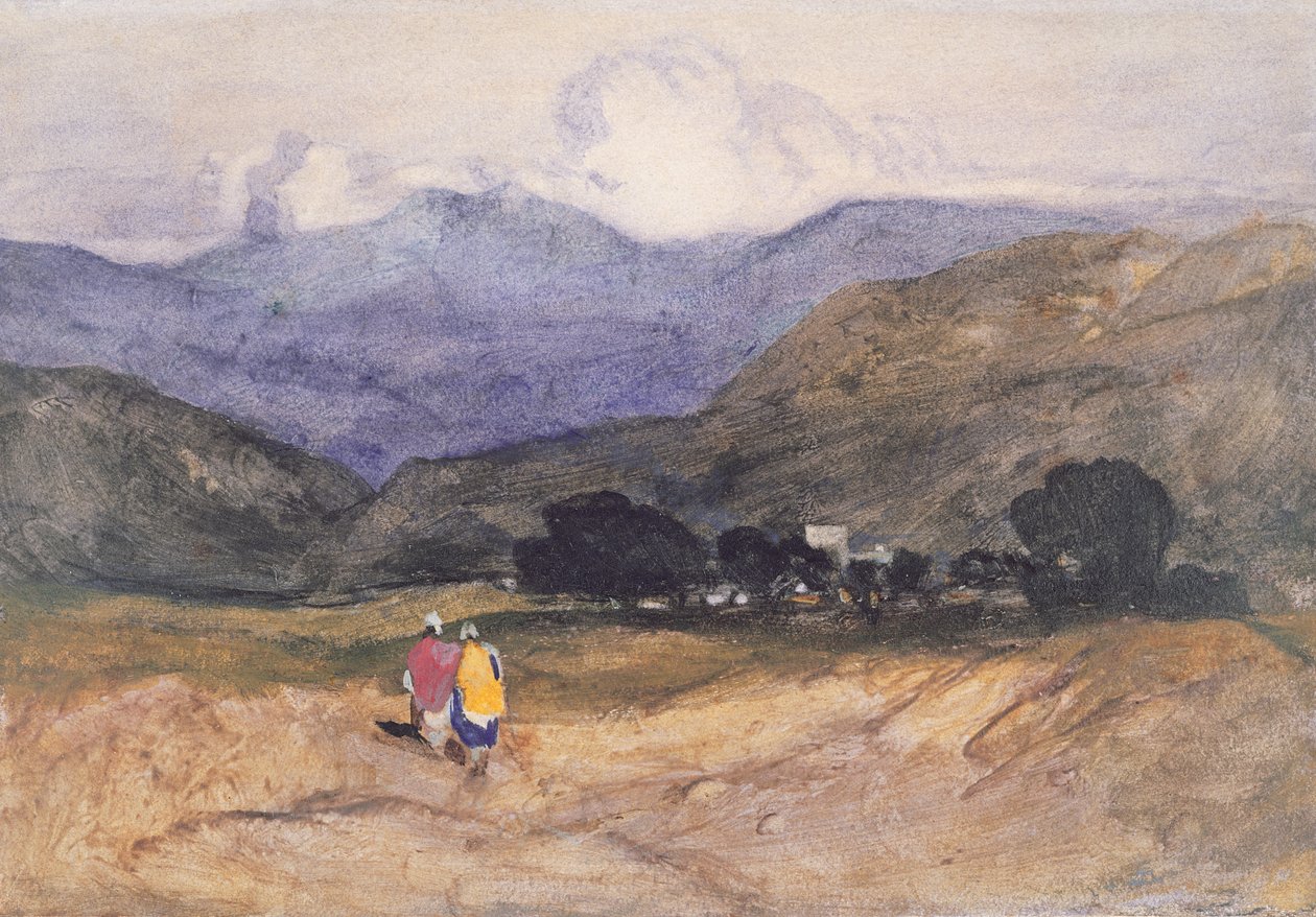 Mountain Landscape with Figures (watercolor and gouache on paper) بواسطة جون سيل كوتمان
