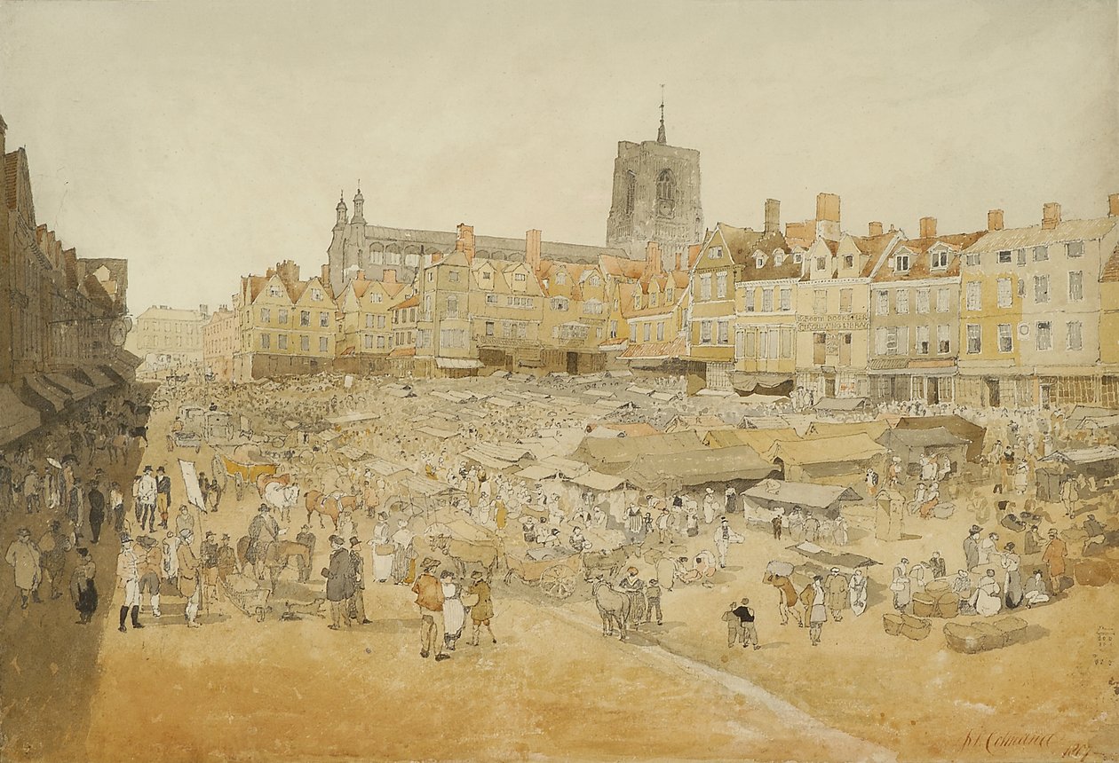 The Market Place ، نورويتش ، مأخوذ من السيد كوبرز ، 1807 بواسطة جون سيل كوتمان