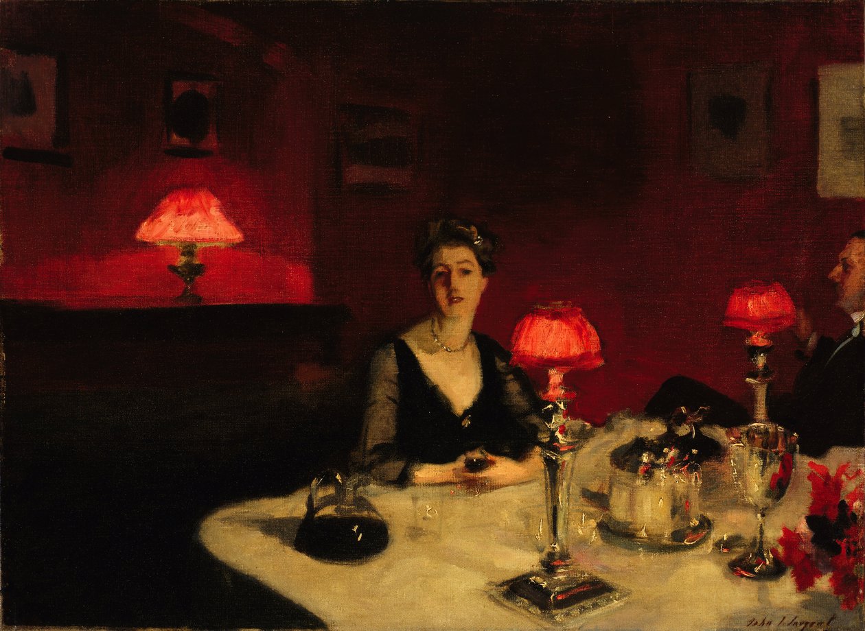"" طاولة عشاء في الليل "Peinture de John Singer Sargent (1856-1925) 1884 متاحف الفنون الجميلة في سان فرانسيسكو كاليفورني بواسطة جون سينغر سارجنت