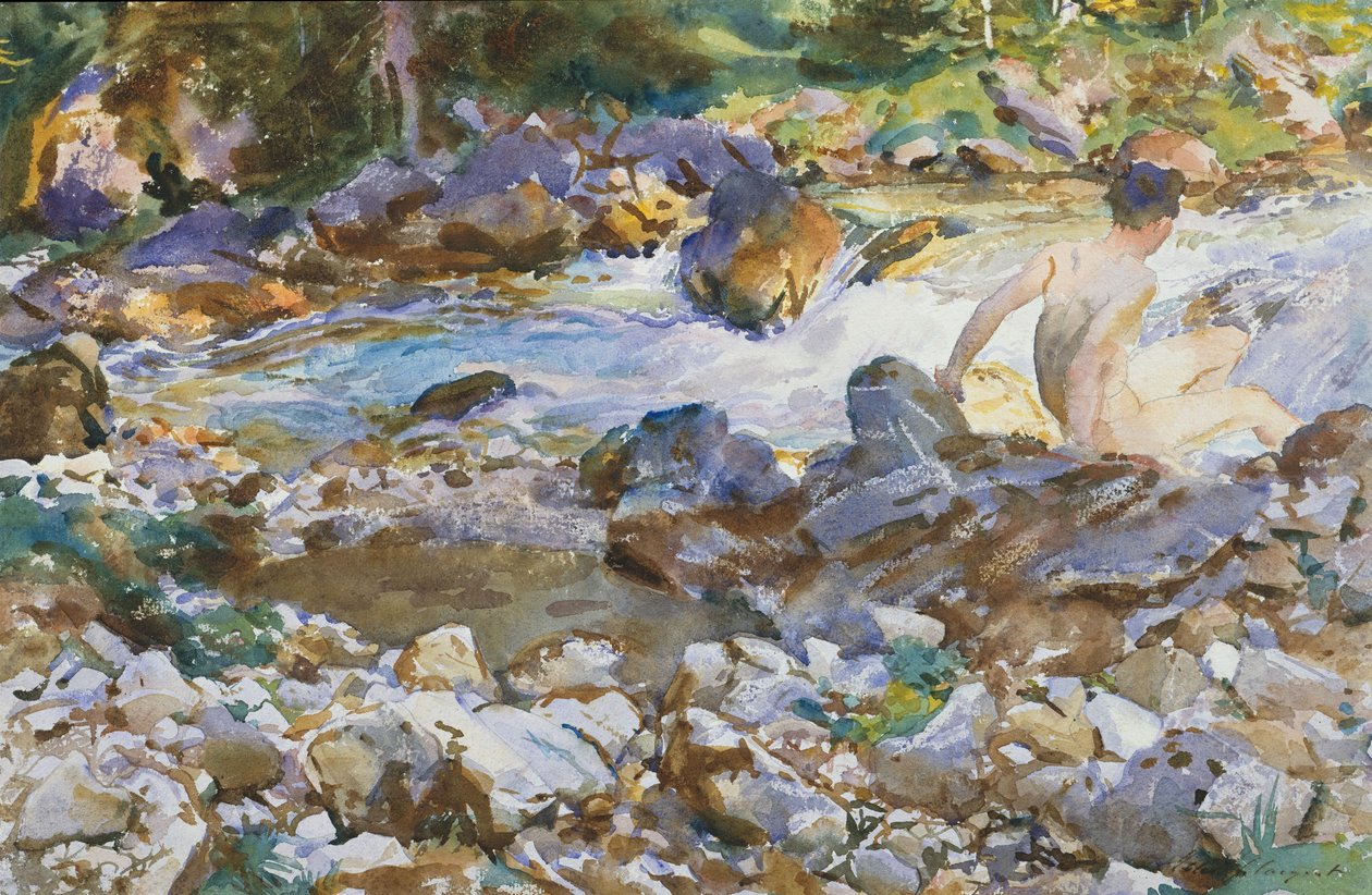 تيار الجبل ، c.1912-14 (ألوان مائية وجرافيت على ورق منسوج من البيض) بواسطة جون سينغر سارجنت
