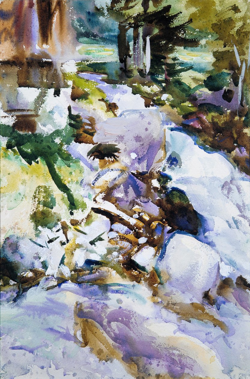 Rushing Brook ، c.1904-11 (مرحاض ، غواش ، وجرافيت على ورق منسوج من البيض) بواسطة جون سينغر سارجنت