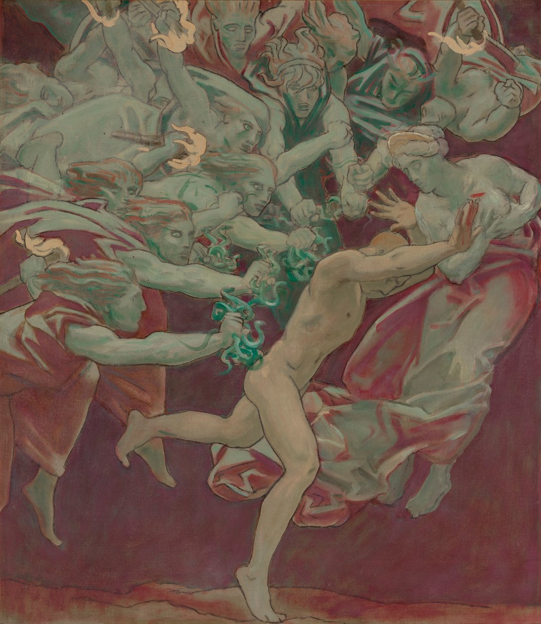 دراسة لمتحف الفنون الجميلة ، بوسطن ، الجداريات: Orestes and the Furies بواسطة جون سينغر سارجنت