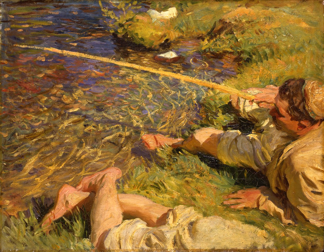 Val d "Aosta: A Man Fishing، c.1907 بواسطة جون سينغر سارجنت