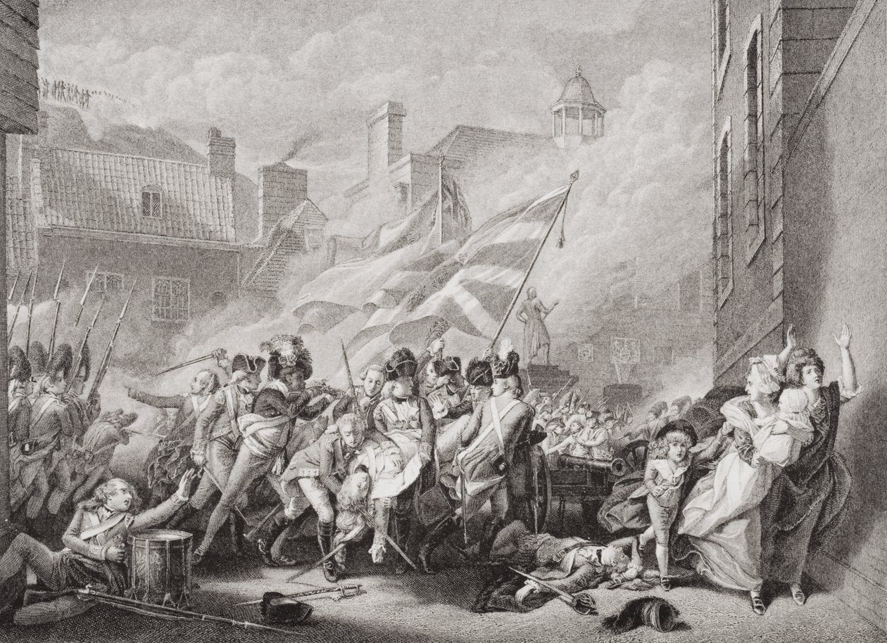 وفاة الرائد بيرسون في سانت هيلير ، استعادة جيرسي من الفرنسيين ، 8 يناير 1781 ، من `` الرسوم التوضيحية الإنجليزية والتاريخ الاسكتلندي &39;&39; المجلد الثاني بواسطة جون سينجلتون كوبلي