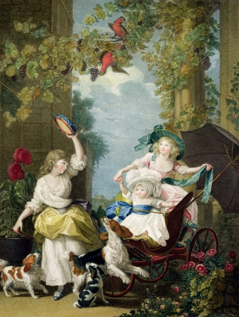 أصحاب السمو الملكي الأميرات مريم (1776-1857) ، صوفيا (1777-1848) وأميليا (1783-1810) ، نقشهما فرانشيسكو بارتولوزي (1727-1815) ، حانة. للفنان 1792 (نقش على شكل حرف) بواسطة جون سينجلتون كوبلي