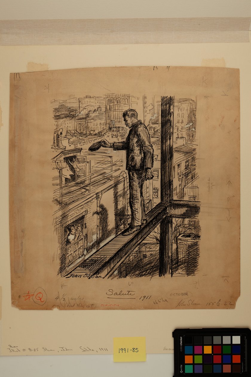 تحية ، حوالي عام 1911 (حبر ، فحم وطلاء أبيض بالزنك على ورق) بواسطة جون فرينش سلون