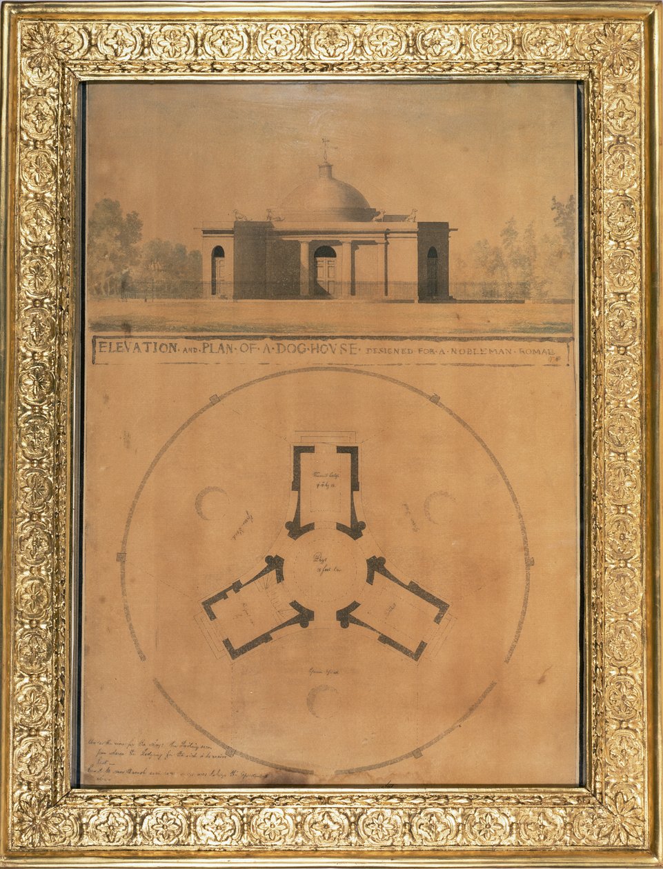 الارتفاع وخطة بيت الكلب ، 1779 (قلم وحبر ومرحاض على ورق) بواسطة جون سوان