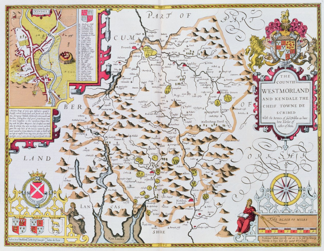 كونتيسة ويستمورلاند ، نقشها جودوكوس هونديوس (1563-1612) من مسرح جون سبيدز لإمبراطورية بريطانيا العظمى ، حانة. بقلم جون سودبوري وجورج همبل ، 1611-12 (نقش نحاسي ملون باليد بواسطة جون سبيد