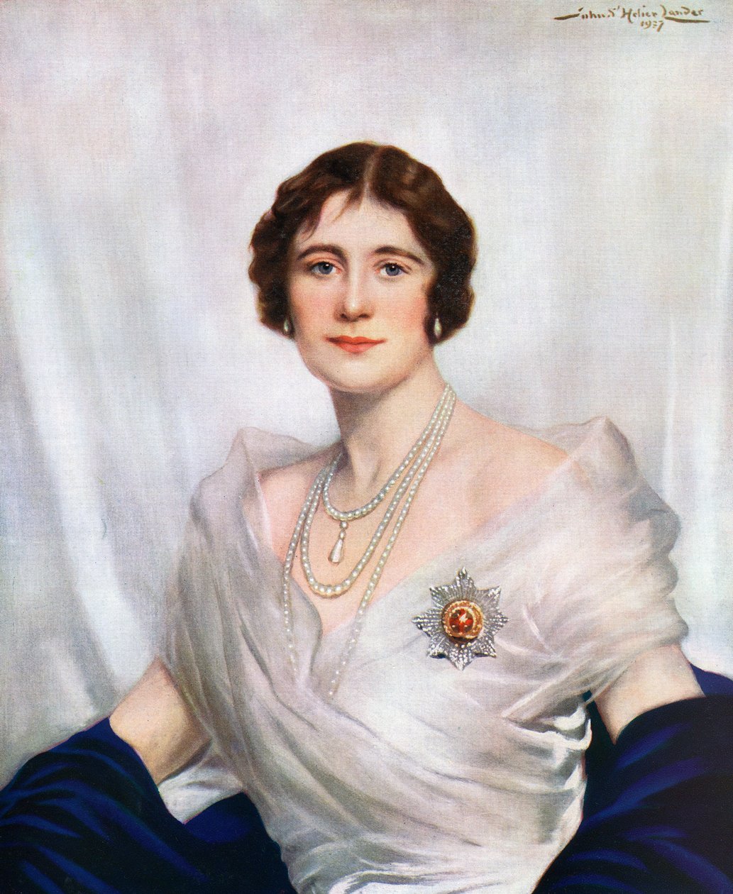 Coronation Portrait of Queen Elizabeth, the Queen Mother in 1937 بواسطة جون سانت هيلير لاندر