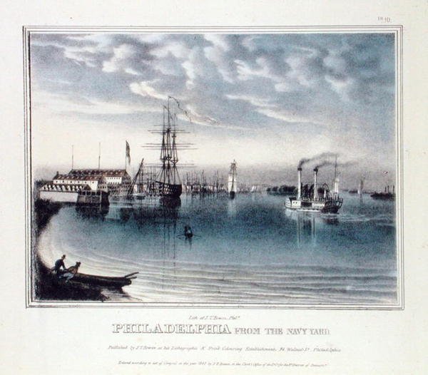 فيلادلفيا من نيفي يارد ، حوالي 1840 (ليثو ملون) بواسطة جون ت. بوين