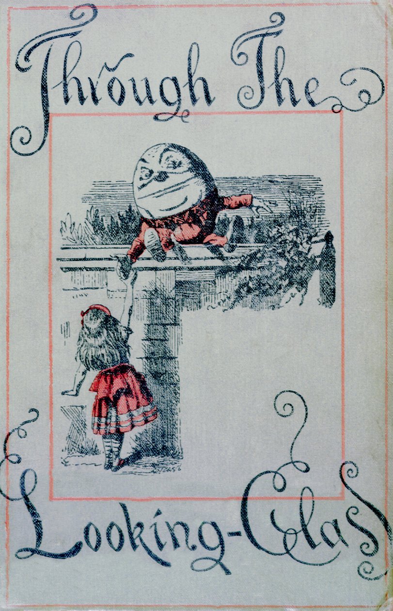 Alice and Humpty Dumpty ، غلاف توضيحي لـ "Alice Through the Looking-Glass" بقلم لويس كارول (1832-1898) ، نُشر في لندن. 1898 بواسطة جون تينيل