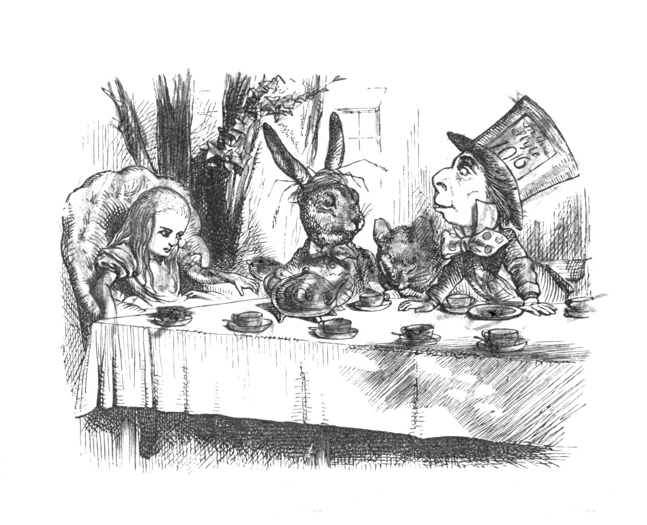 أليس في حفل شاي Mad Hatters ، 1889 بواسطة جون تينيل