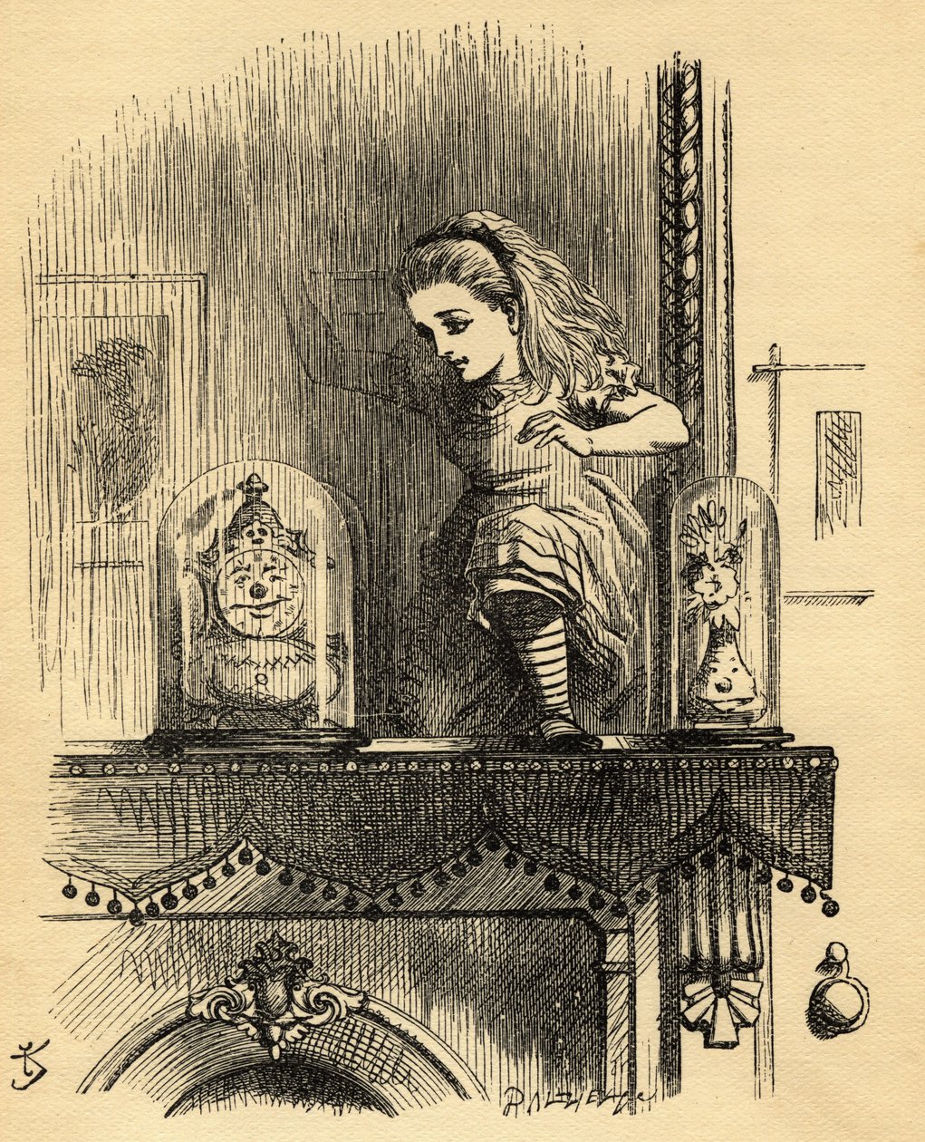 Alice in the Looking Glass House ، رسم توضيحي من "عبر المرآة" بقلم لويس كارول (1832-1898) نشر لأول مرة عام 1871 بواسطة جون تينيل
