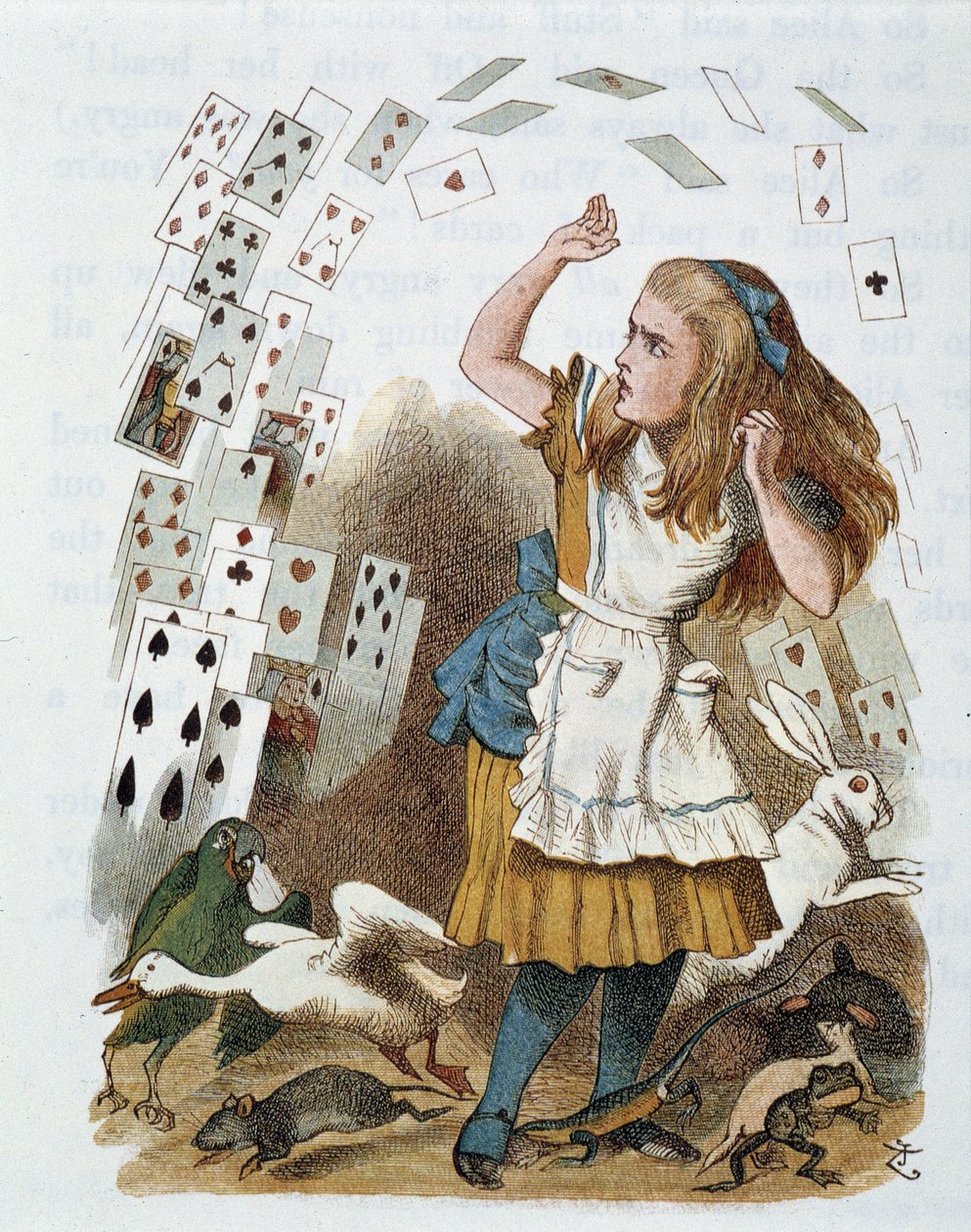 أوراق اللعب - في "الحضانة" "أليس في بلاد العجائب" بواسطة لويس كارول ، رسم توضيحي لجون تينيل (1820-1914) بواسطة جون تينيل