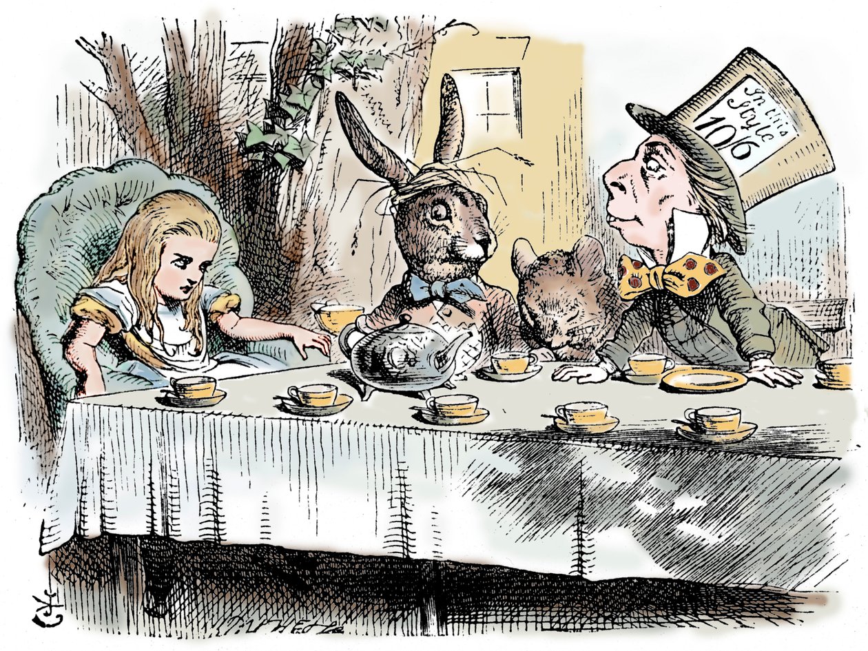 مشهد من Alices Adventures in Wonderland بقلم لويس كارول ، 1865 بواسطة جون تينيل