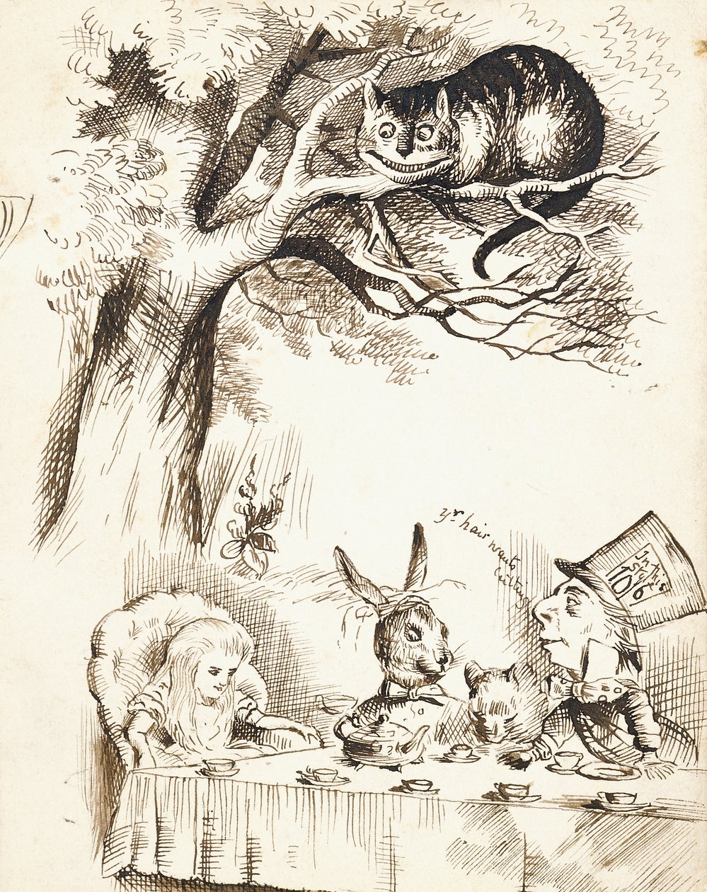 مشهد من حفلة شاي Mad Hatter ، حوالي 1865 بواسطة جون تينيل