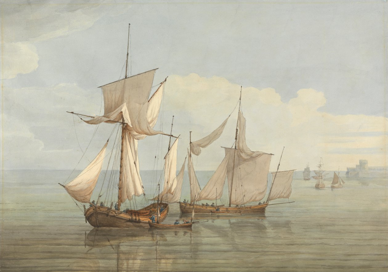 A Hoy and a Lugger مع شحن آخر على بحر هادئ بواسطة جون توماس سيريس