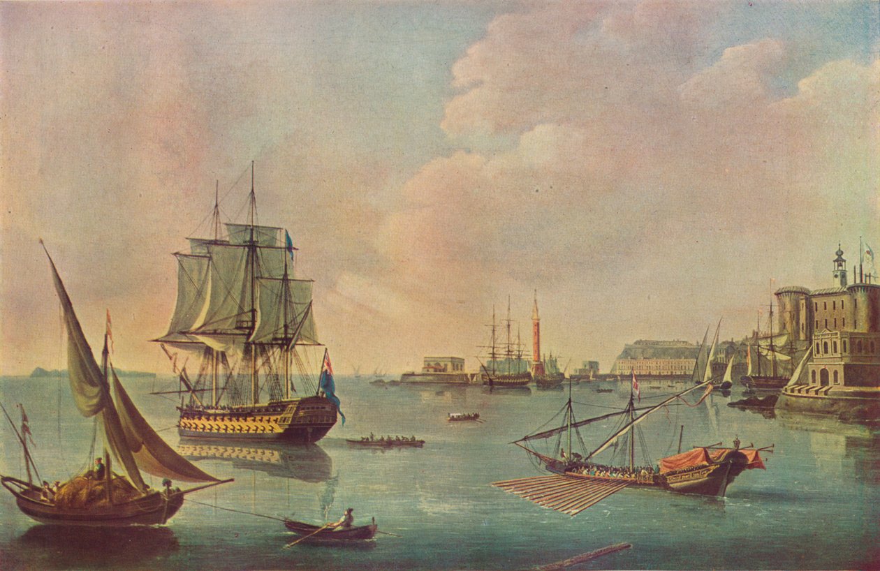 الرجال الإنجليز o الحرب في ميناء مالطا في ميناء مالطا ، c1805 بواسطة جون توماس سيريس