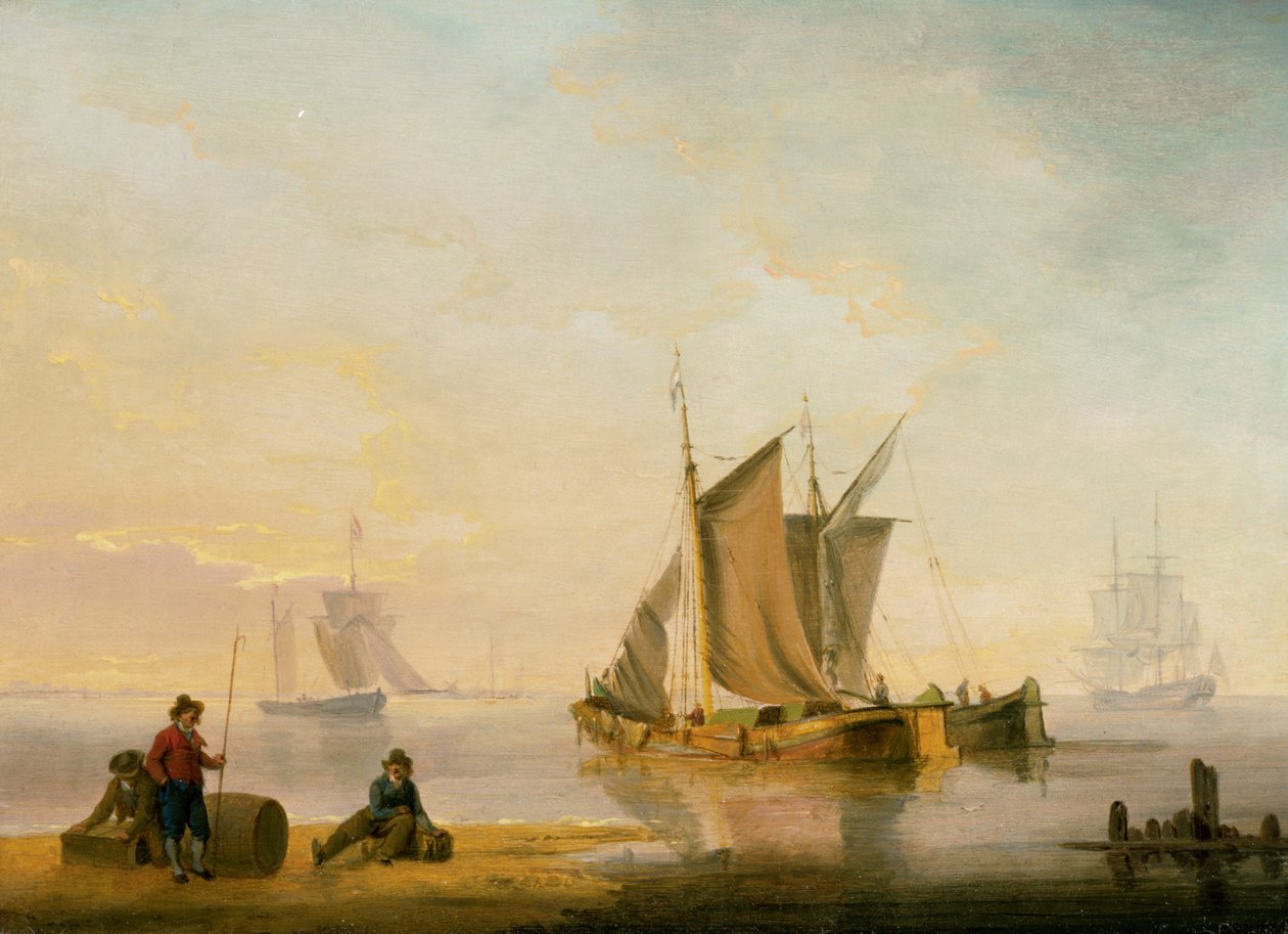 The Harbour at Weymouth، 1805 (قلم وحبر وألوان مائية على ورق) بواسطة جون توماس سيريس