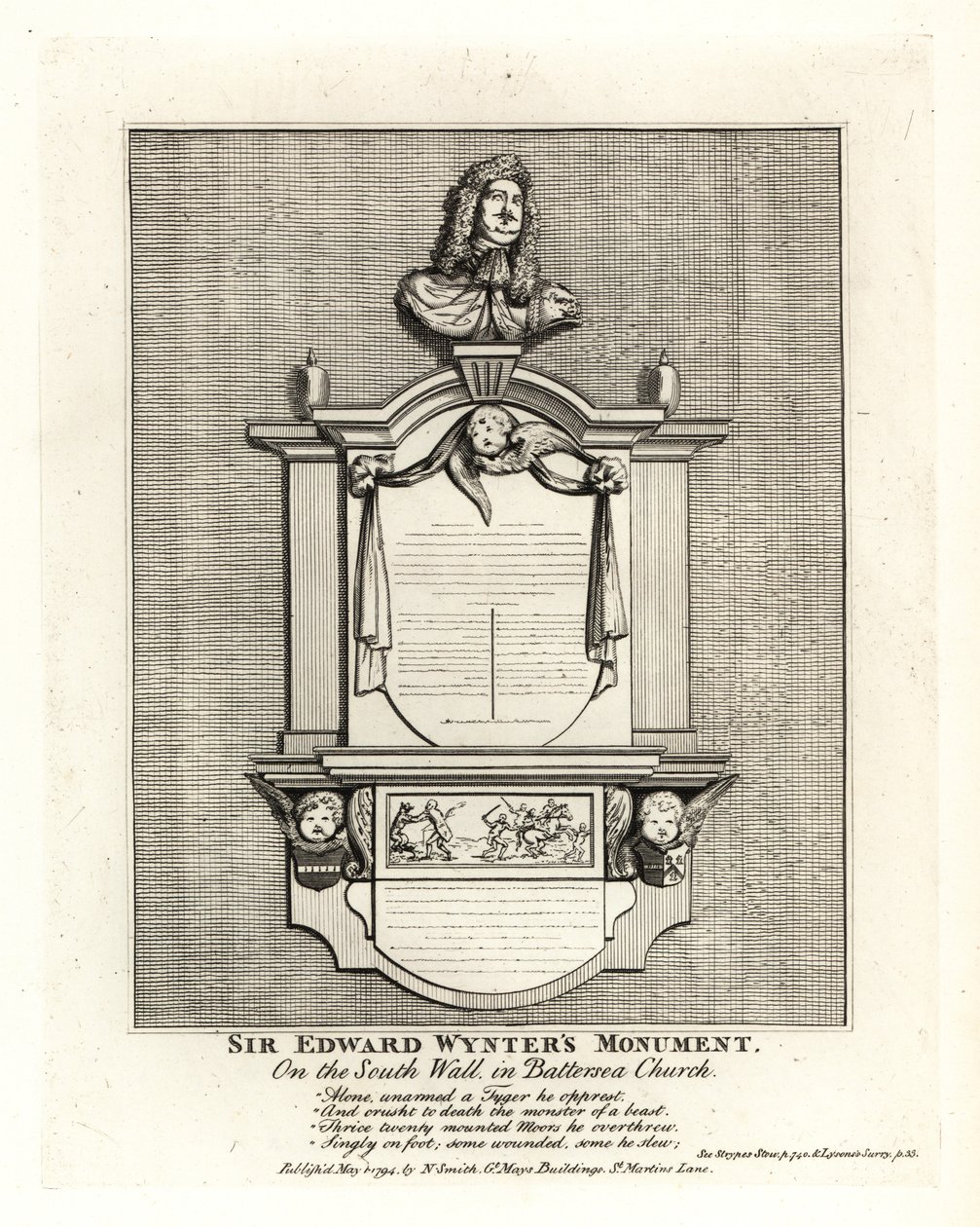 Monument of Sir Edward Wynter, died 1685, on the south wall of St Marys Church Battersea بواسطة جون توماس سميث