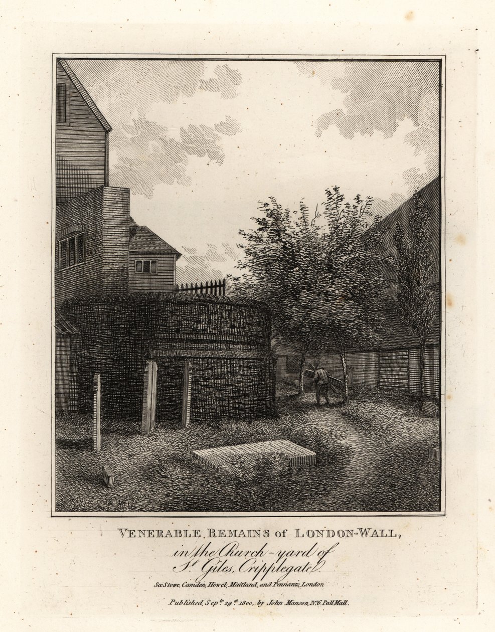 Remains of the Roman London Wall in the churchyard of St Giles, Cripplegate بواسطة جون توماس سميث