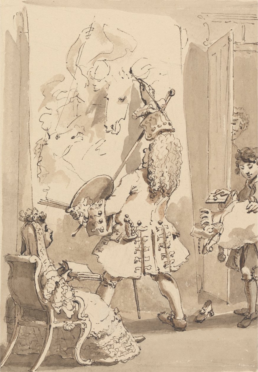 صبي السير جيمس ثورنهيل يدخل غرفة الرسم الخاصة بسيده لتسليم الحزمة ورسالة بحضور السيدة ثورنهيل بواسطة جون توماس سميث