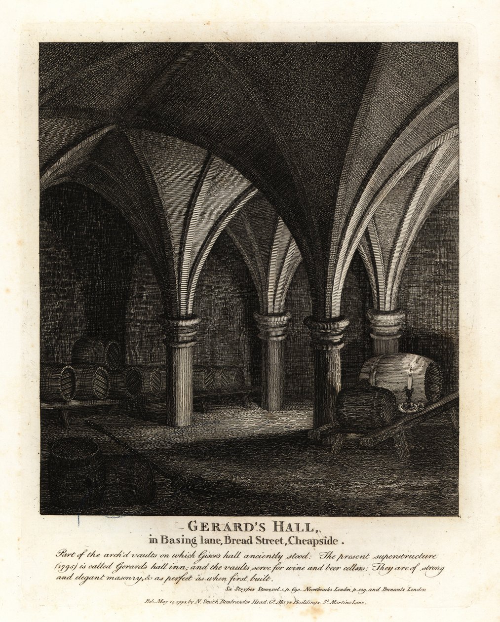 أقبية تحت الأرض في Gerard’s Hall Inn في Basing Lane ، Bread Street ، Cheapside بواسطة جون توماس سميث