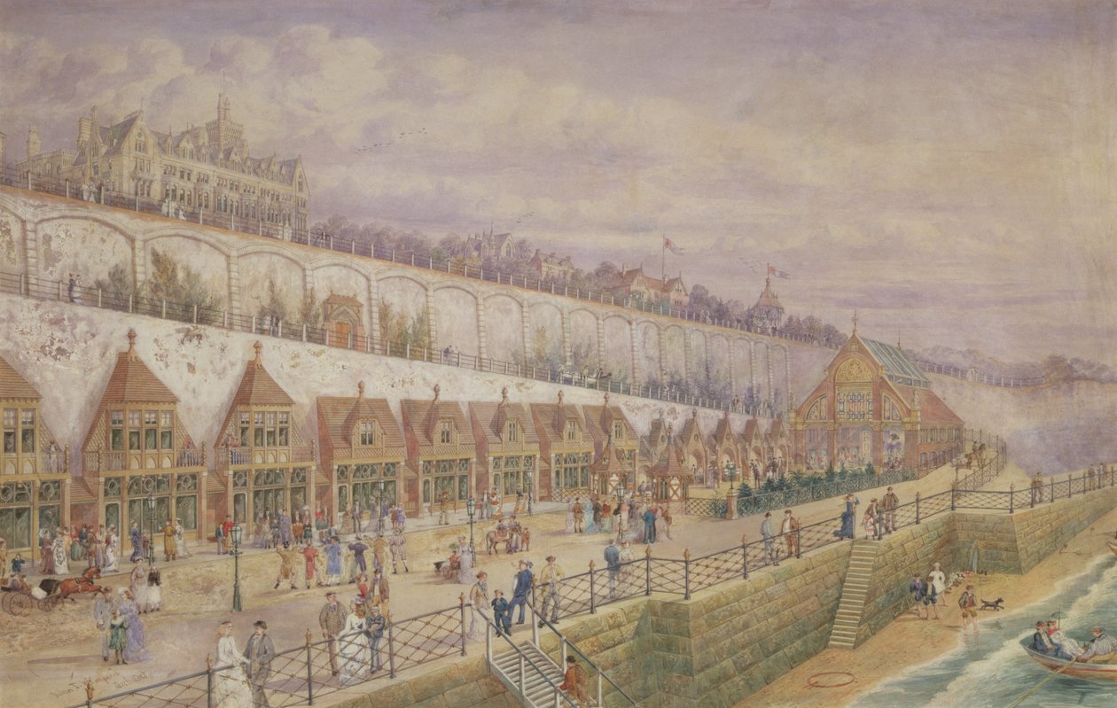 التصميم المتوقع لمؤسسة مائية وكونسرفتوار على التراسات أسفل فندق Granville ، Ramsgate بواسطة جون توماس ويمبيريس