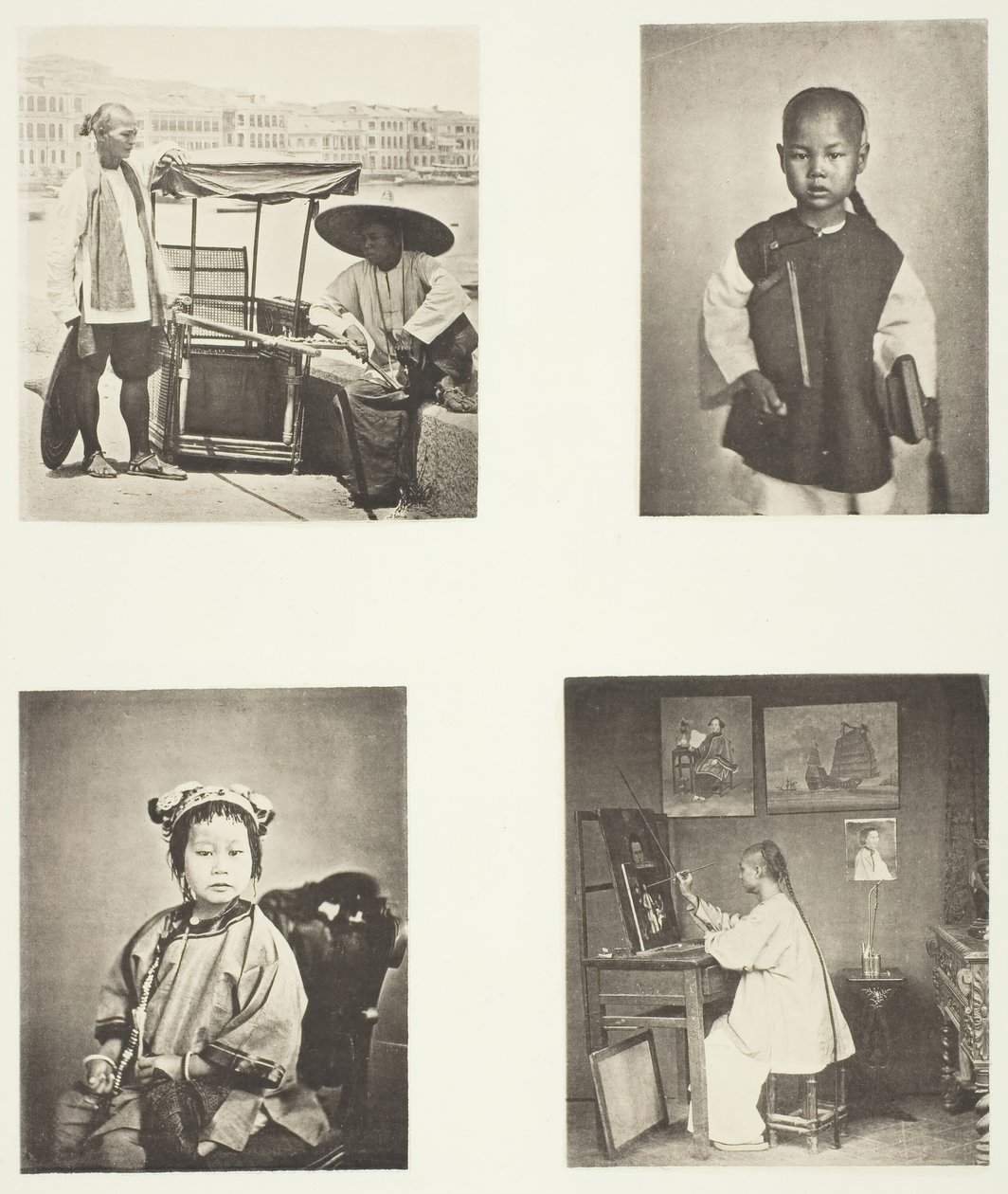 كرسي سيدان هونج كونج ، فتى مدرسة صينية ، فتاة صينية ، فنانة هونج كونج ، ج. 1868. بواسطة جون طومسون
