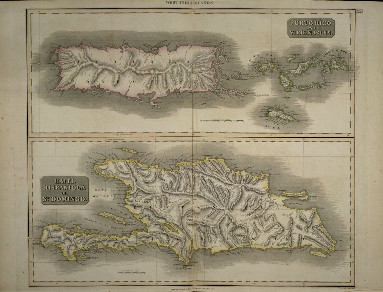 بورتو ريكو وجزر فيرجن: هايتي ، هيسبانيولا أو سانت دومينغو ، 1817 (نقش يدوي) بواسطة جون طومسون